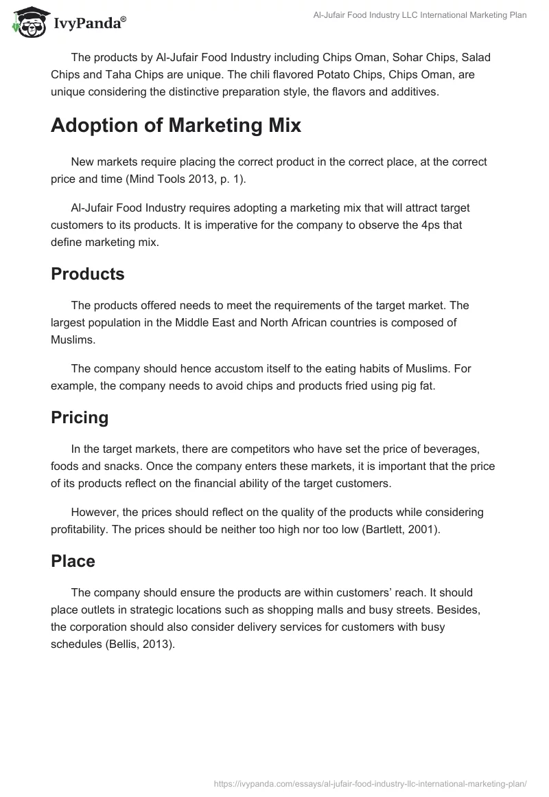 Al-Jufair Food Industry LLC International Marketing Plan. Page 5