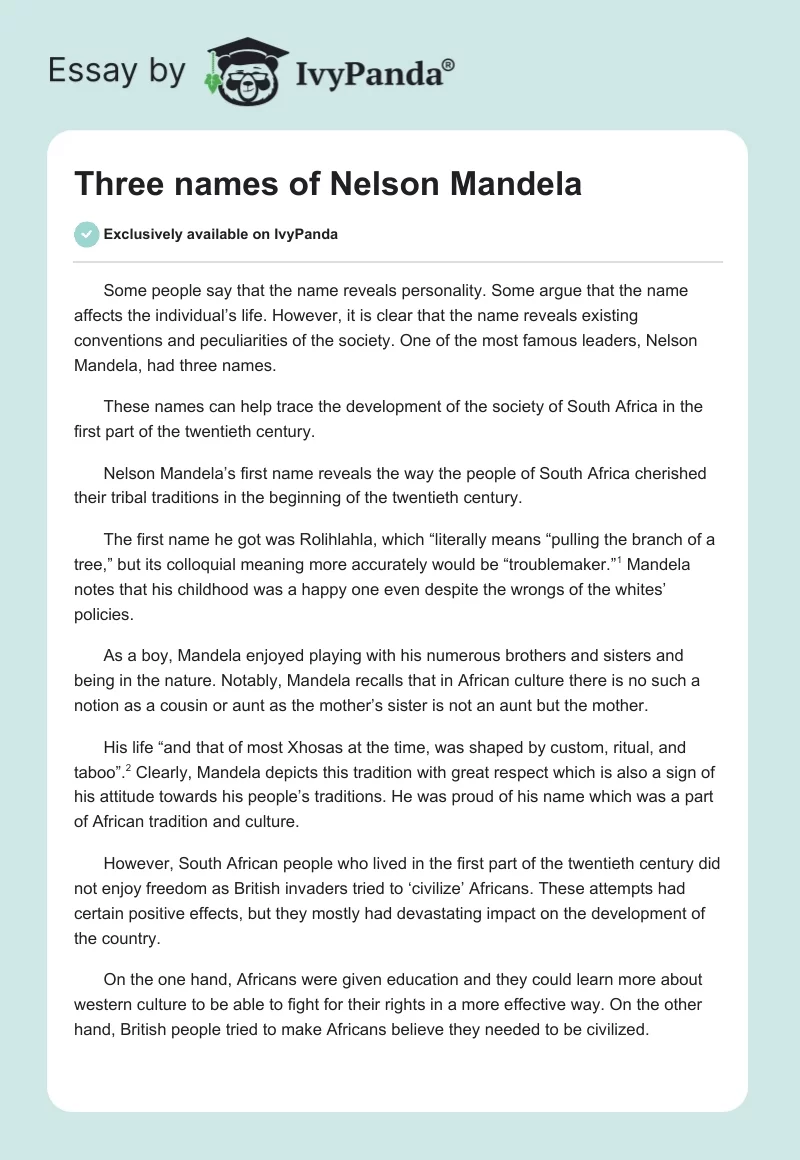 Three names of Nelson Mandela. Page 1