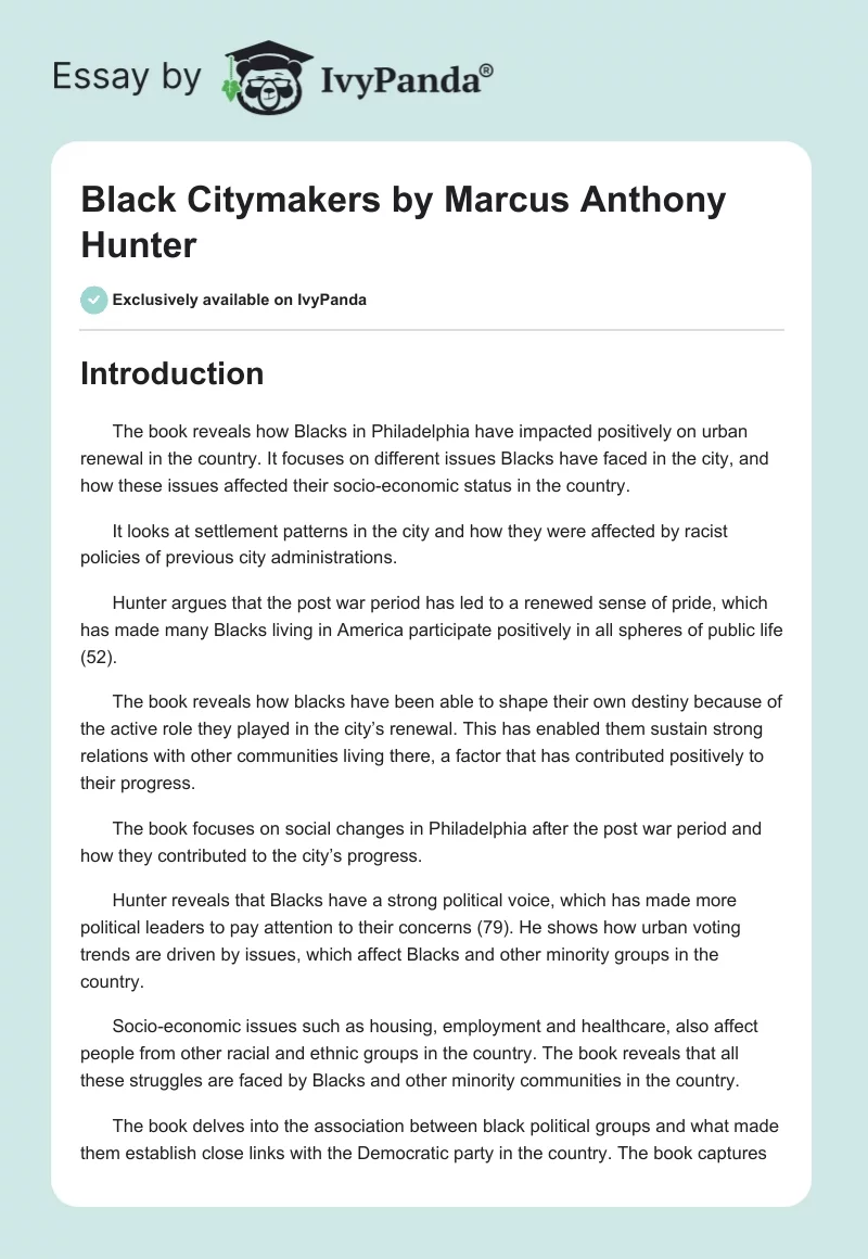 "Black Citymakers" by Marcus Anthony Hunter. Page 1