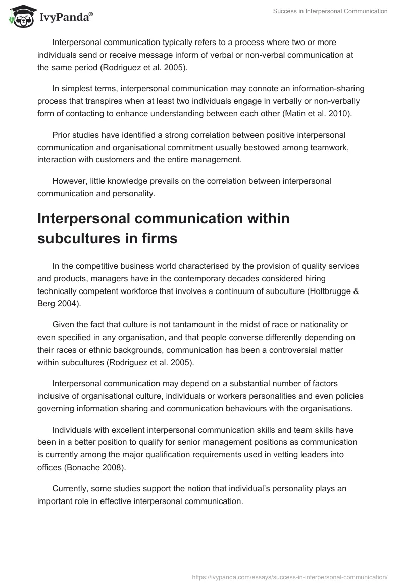 Success in Interpersonal Communication. Page 2