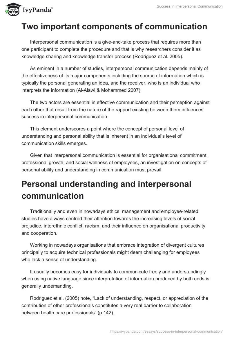 Success in Interpersonal Communication. Page 3