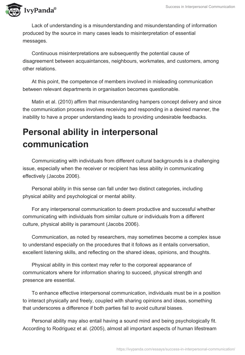Success in Interpersonal Communication. Page 5