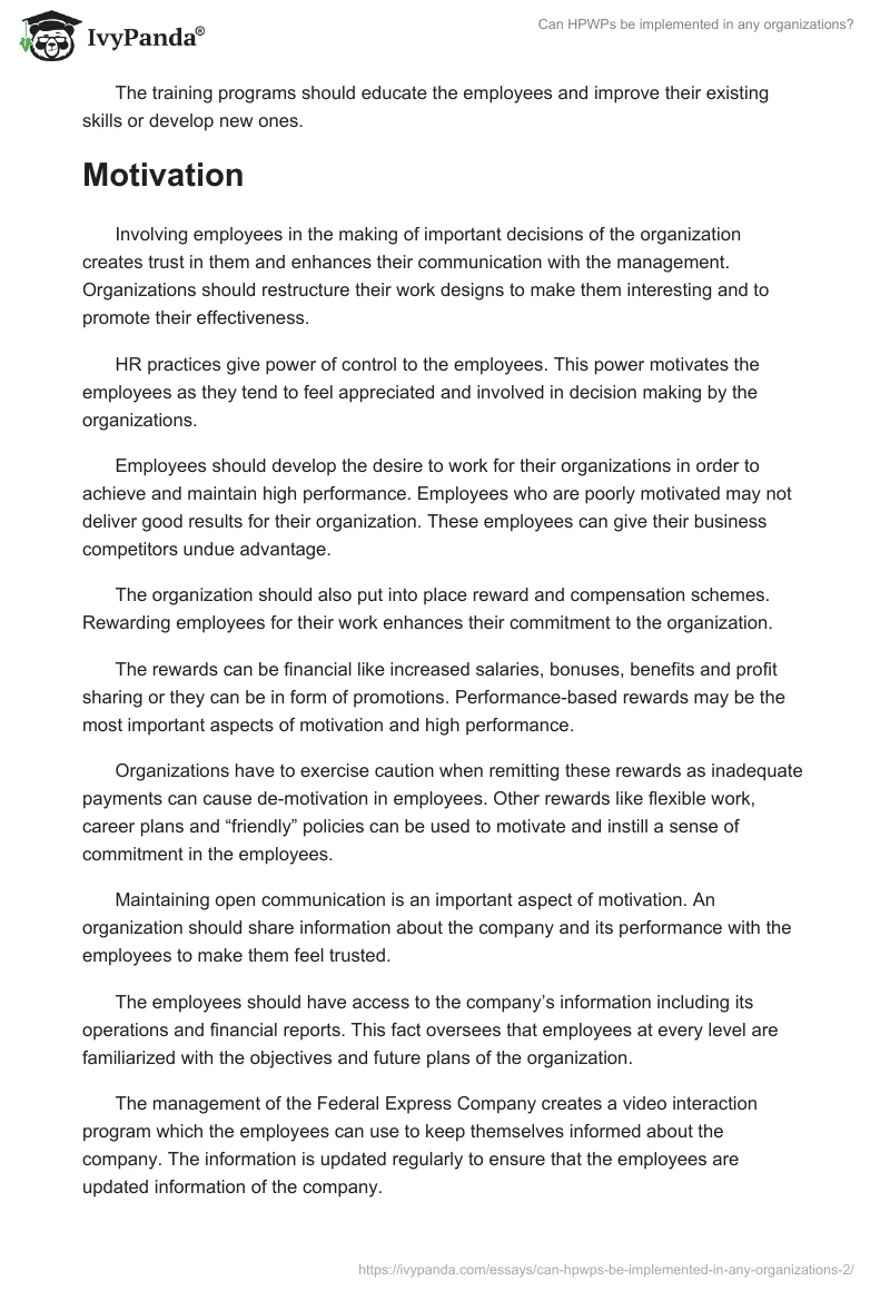 Can HPWPs be implemented in any organizations?. Page 4