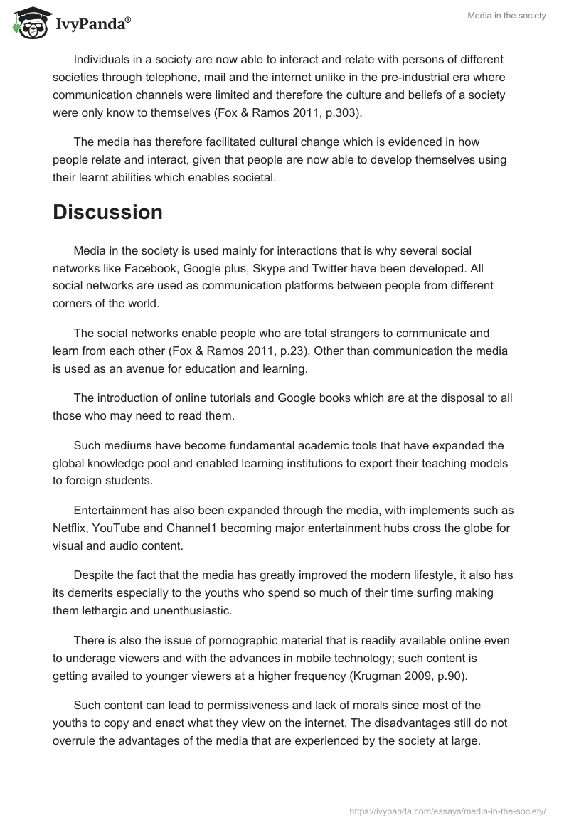 Media in the society. Page 2
