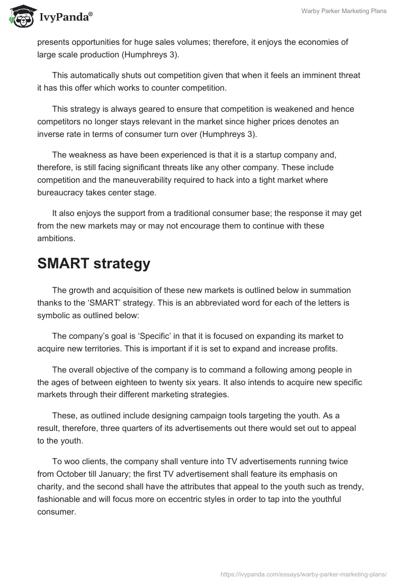Warby Parker Marketing Plans. Page 3