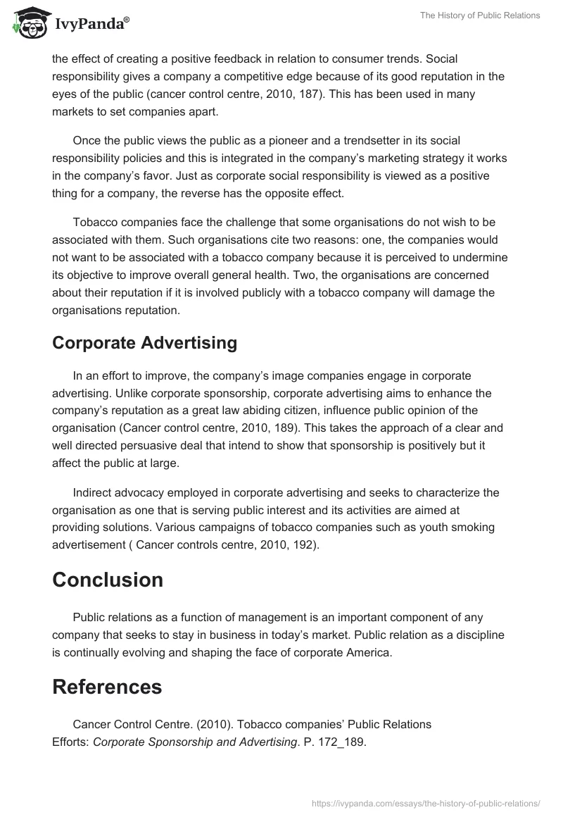 The History of Public Relations. Page 5