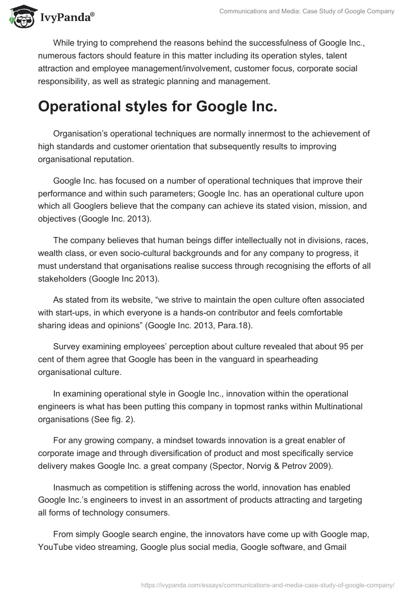 Communications and Media: Case Study of Google Company. Page 4