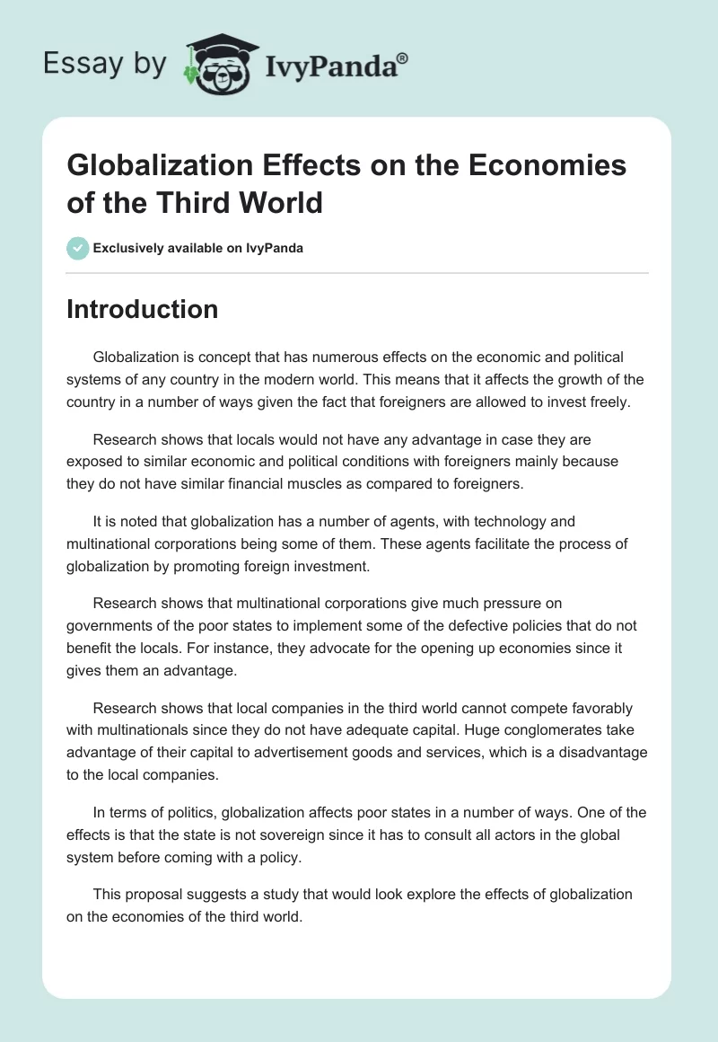 Globalization Effects on the Economies of the Third World. Page 1