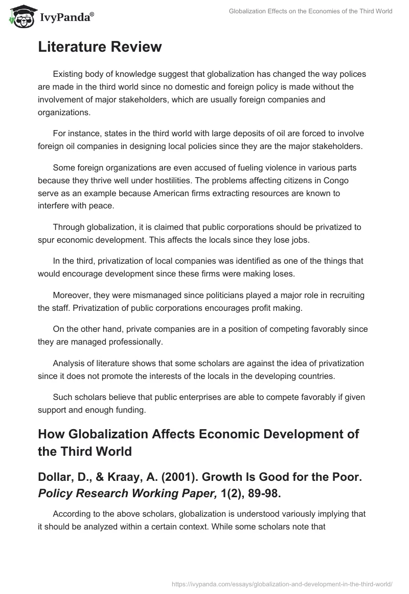 Globalization Effects on the Economies of the Third World. Page 2