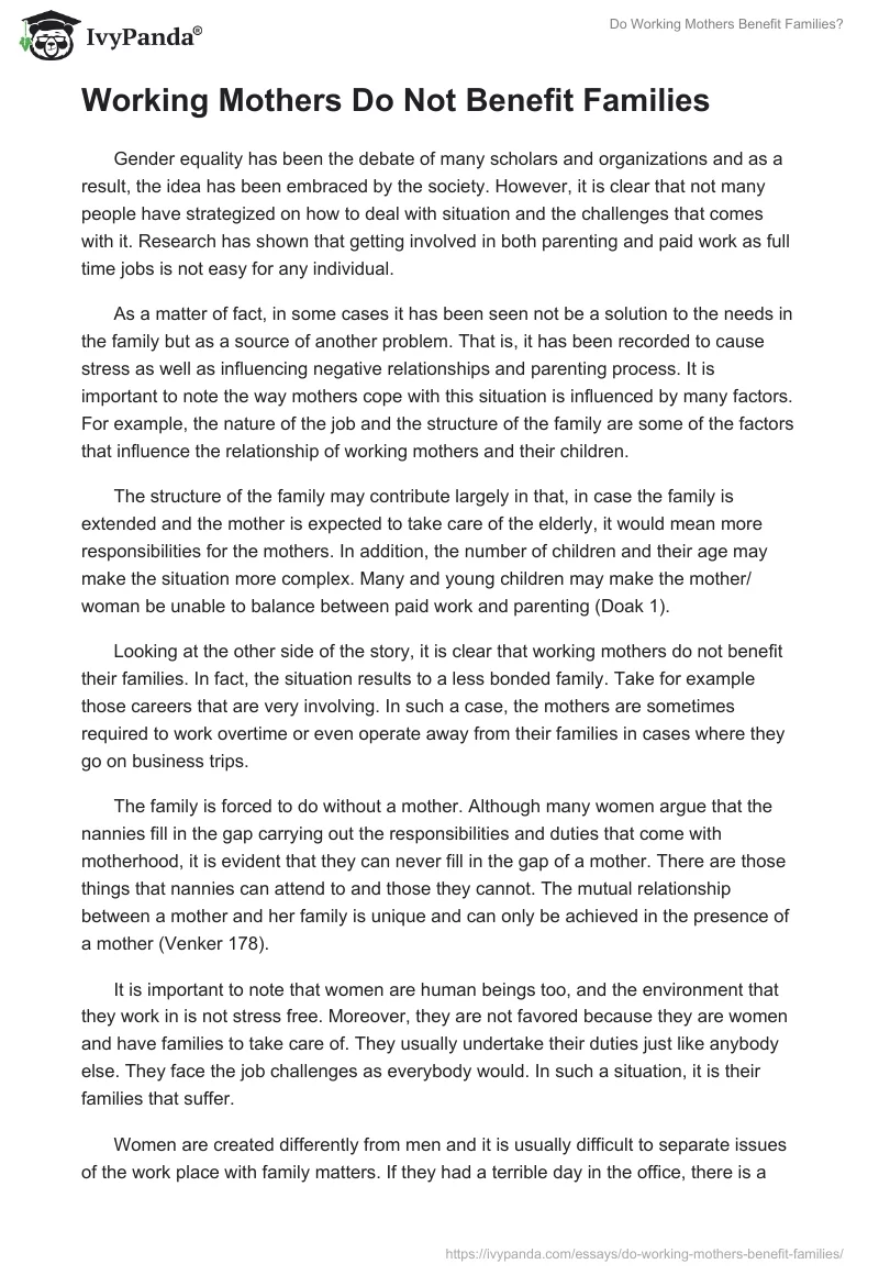 Do Working Mothers Benefit Families?. Page 4