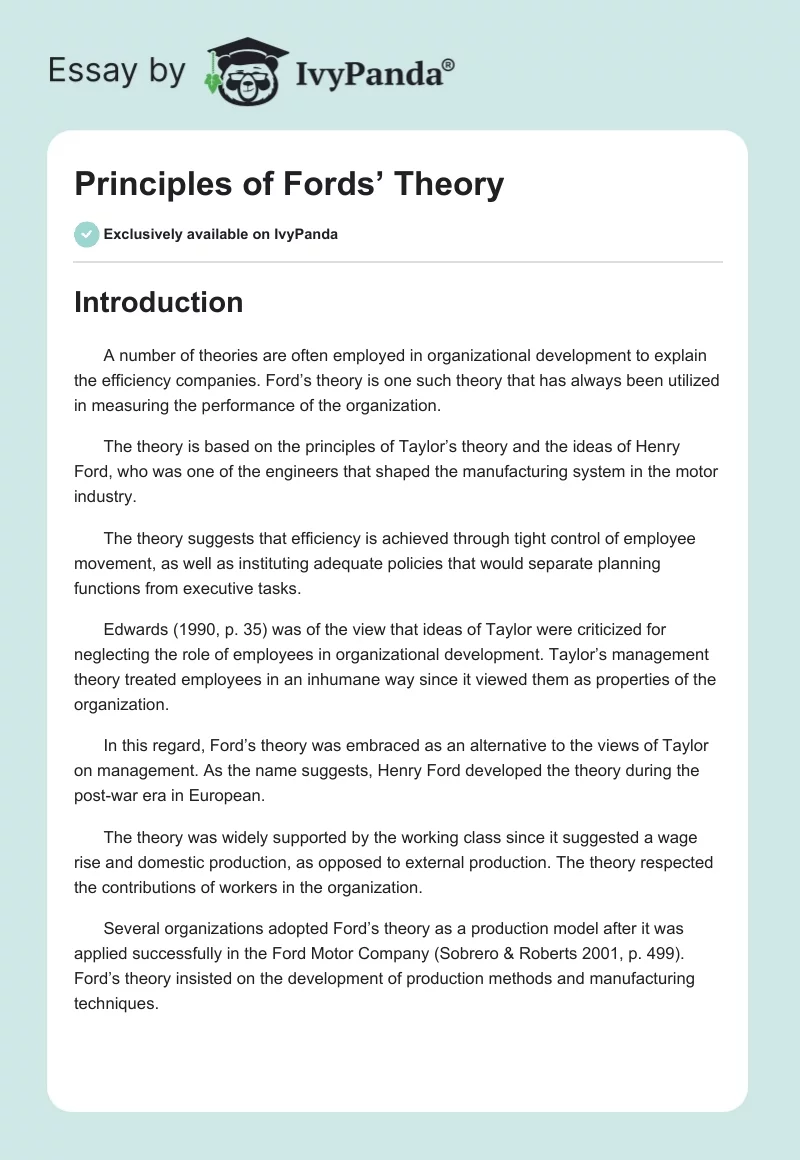 Principles of Fords’ Theory. Page 1