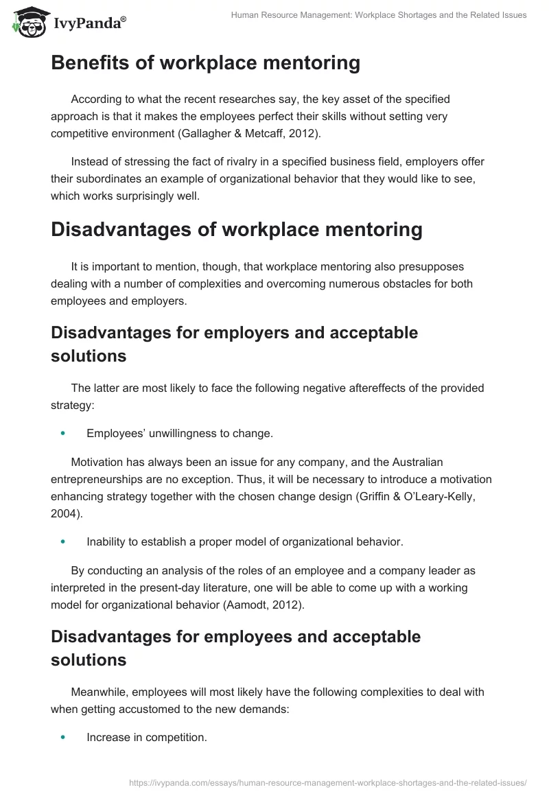 Human Resource Management: Workplace Shortages and the Related Issues. Page 2