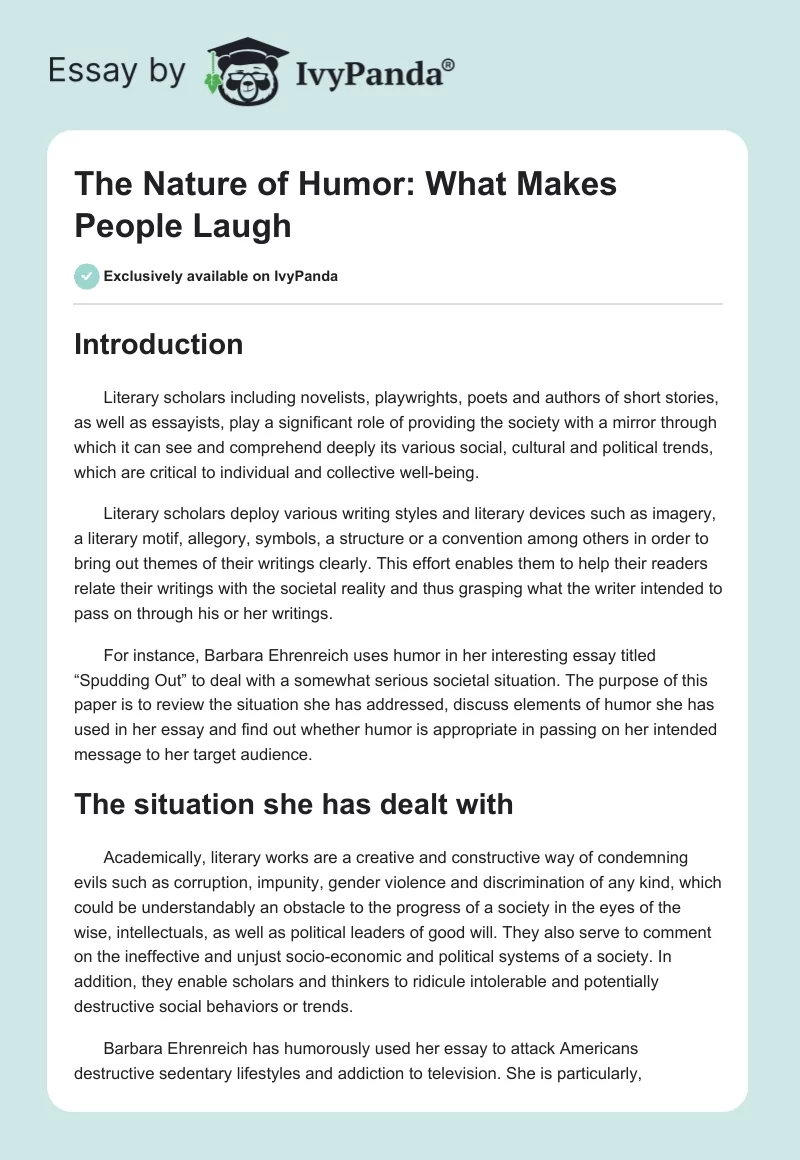 The Nature of Humor: What Makes People Laugh. Page 1