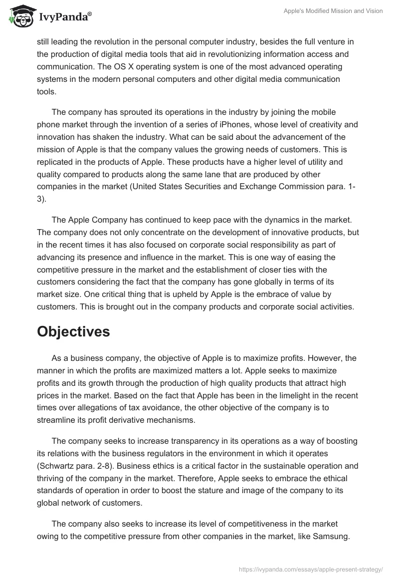 Apple's Modified Mission and Vision. Page 2