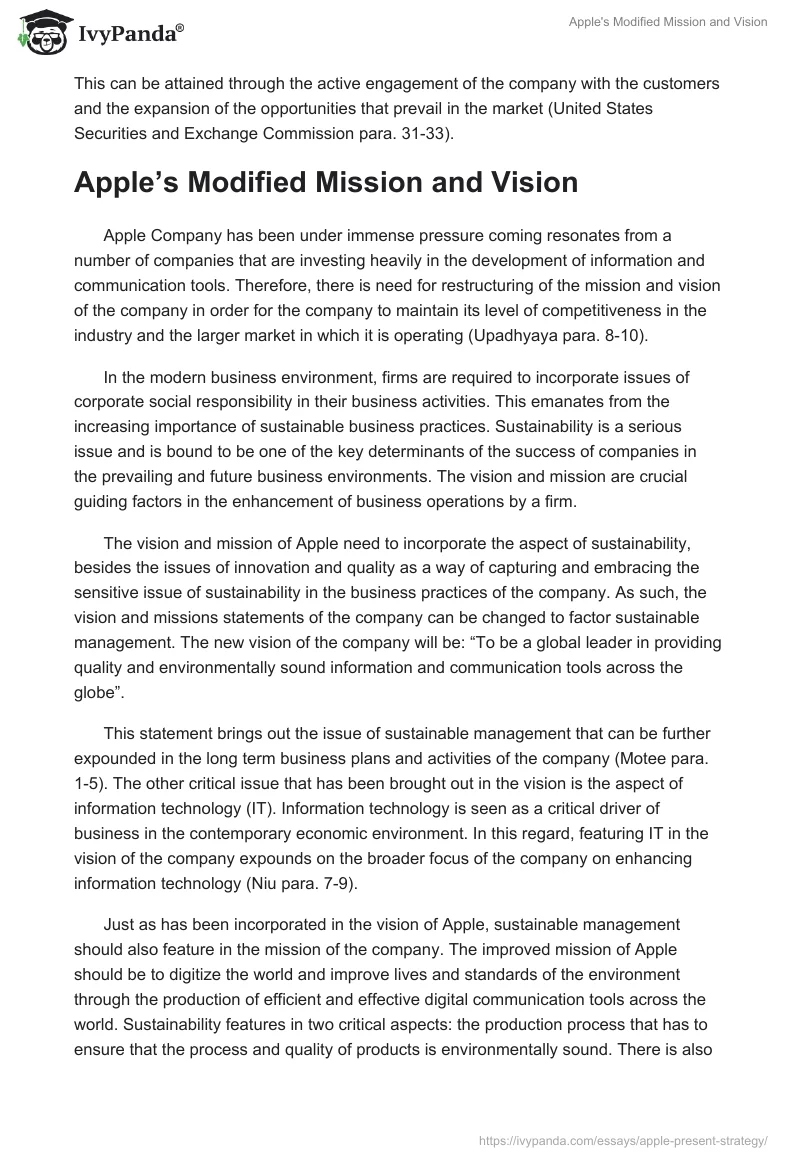 Apple's Modified Mission and Vision. Page 3