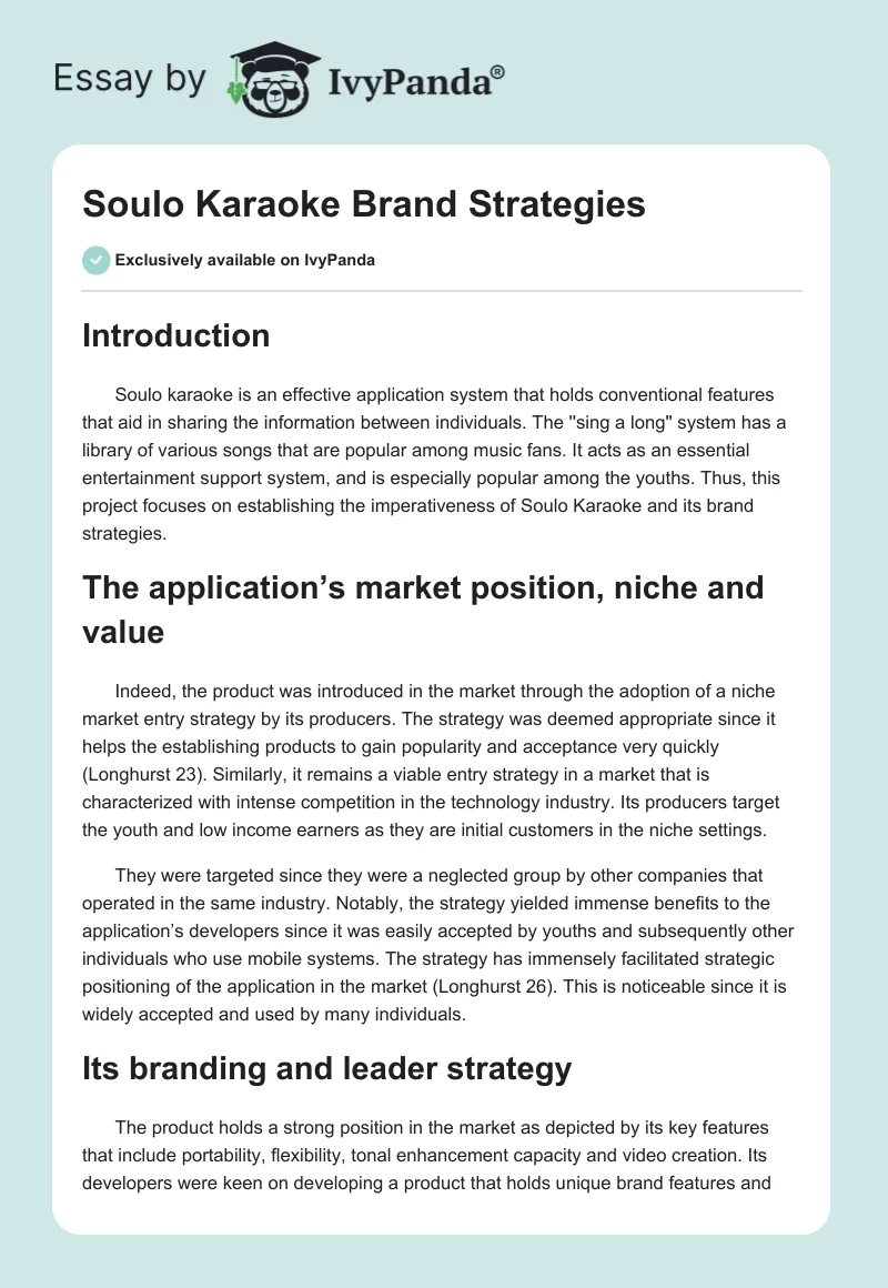 Soulo Karaoke Brand Strategies. Page 1