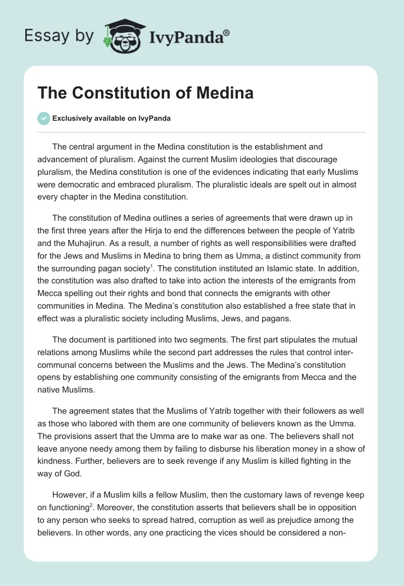 The Constitution of Medina. Page 1