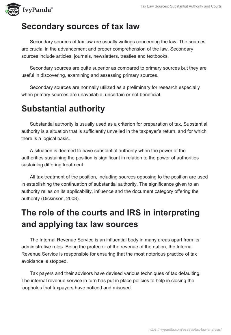 Tax Law Sources: Substantial Authority and Courts. Page 2