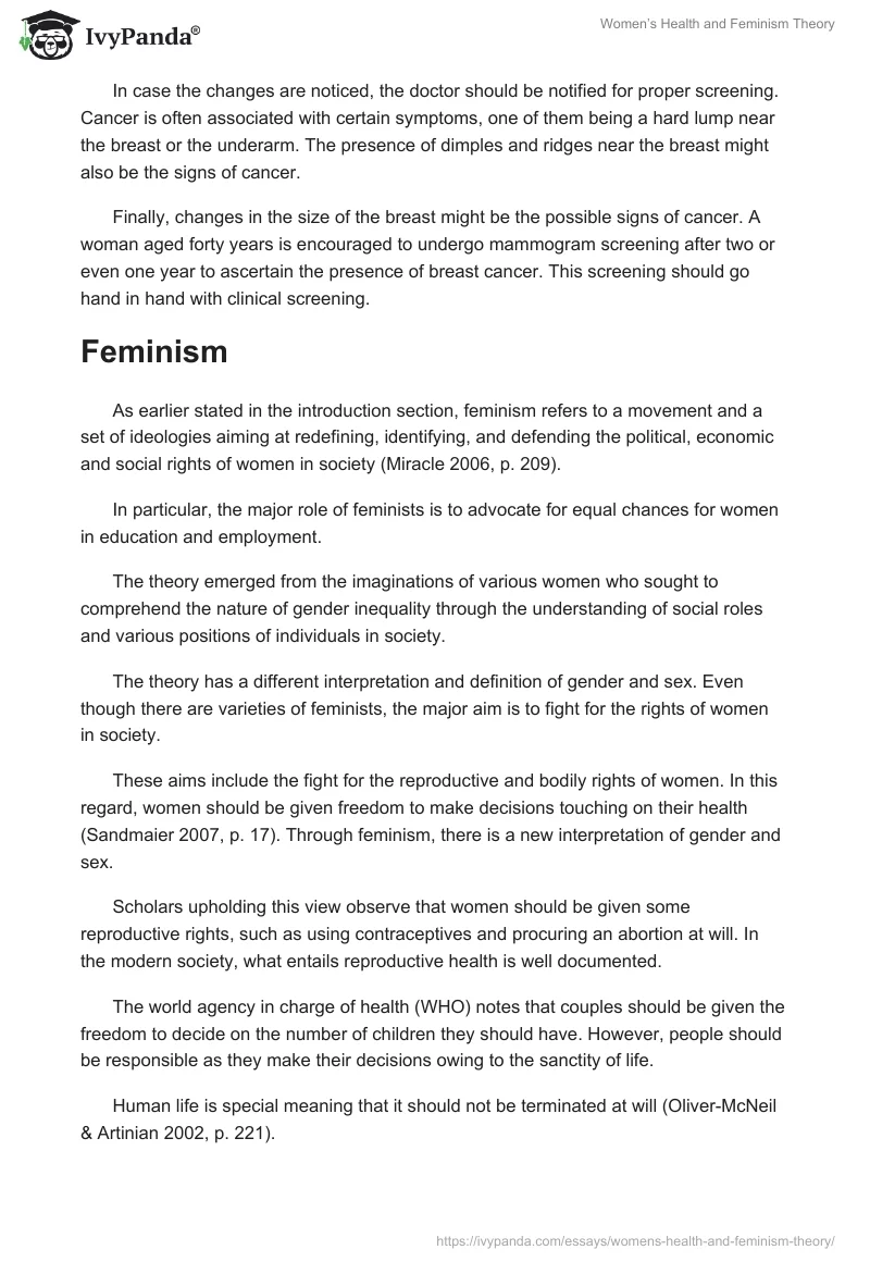 Women’s Health and Feminism Theory. Page 4