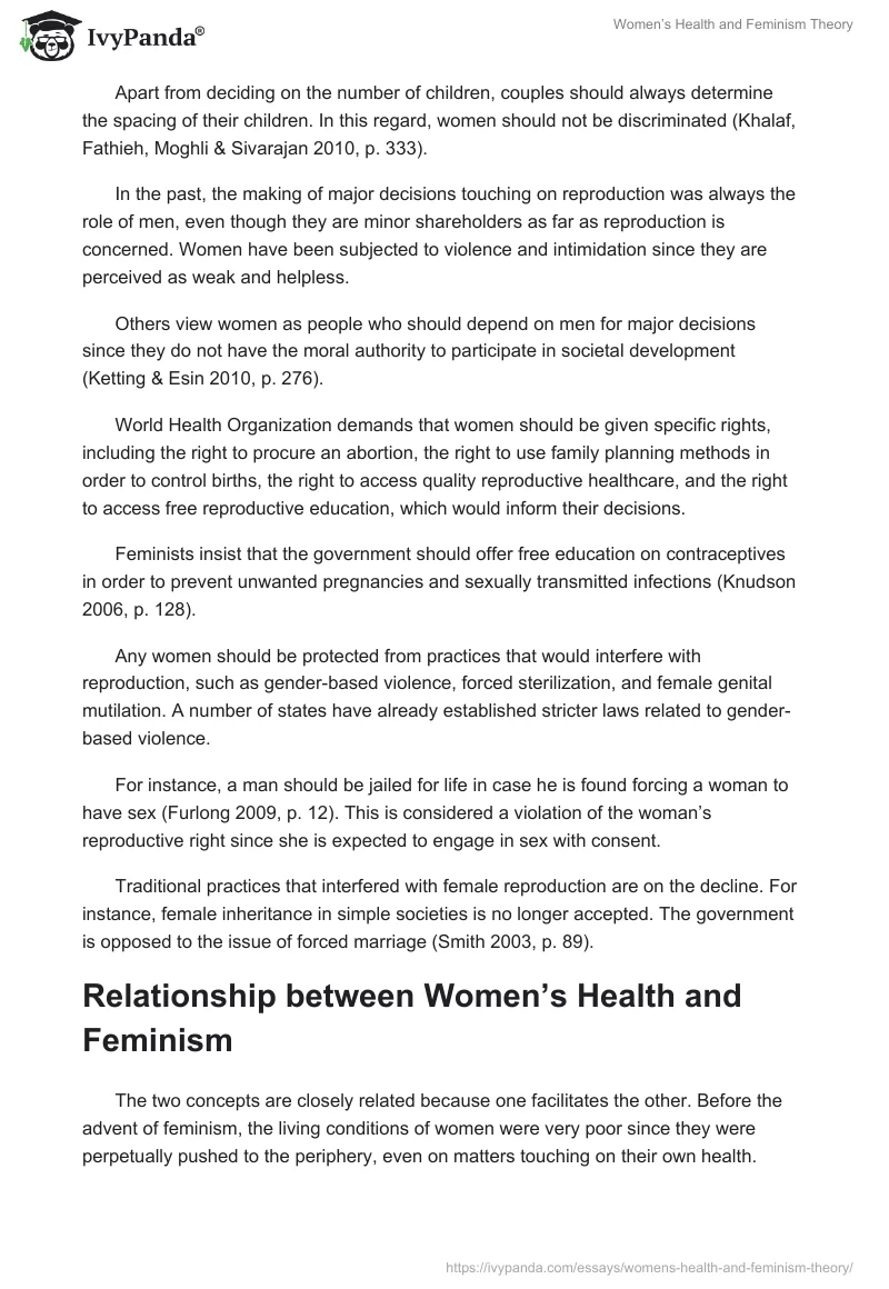 Women’s Health and Feminism Theory. Page 5