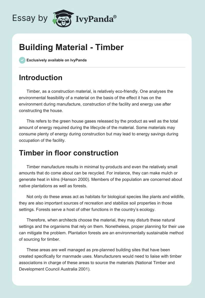 Building Material - Timber. Page 1