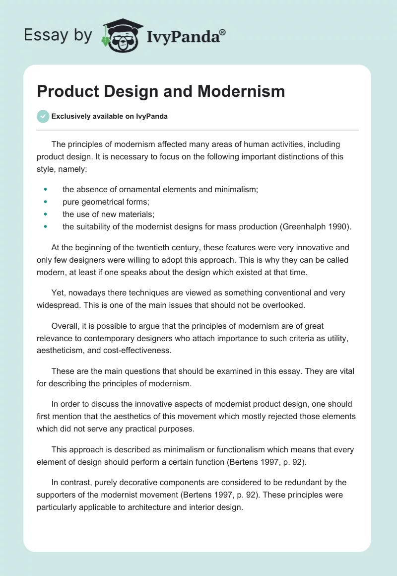 Product Design and Modernism. Page 1