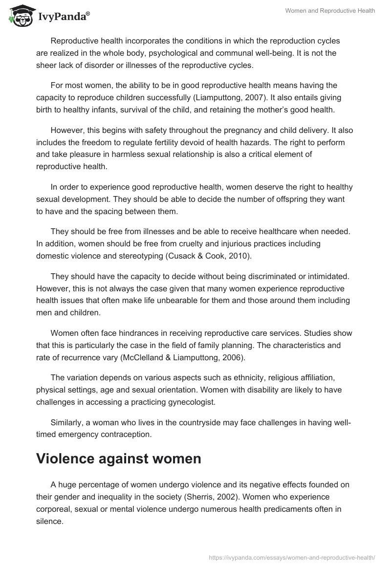Women and Reproductive Health. Page 2