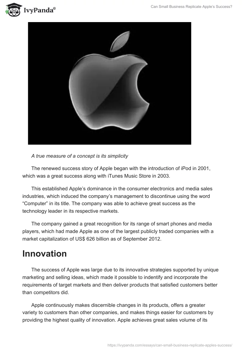 Can Small Business Replicate Apple’s Success?. Page 2
