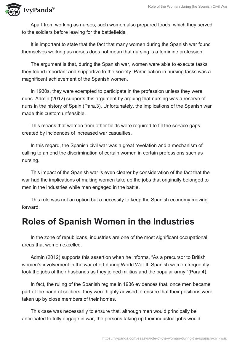 Role of the Woman During the Spanish Civil War. Page 3