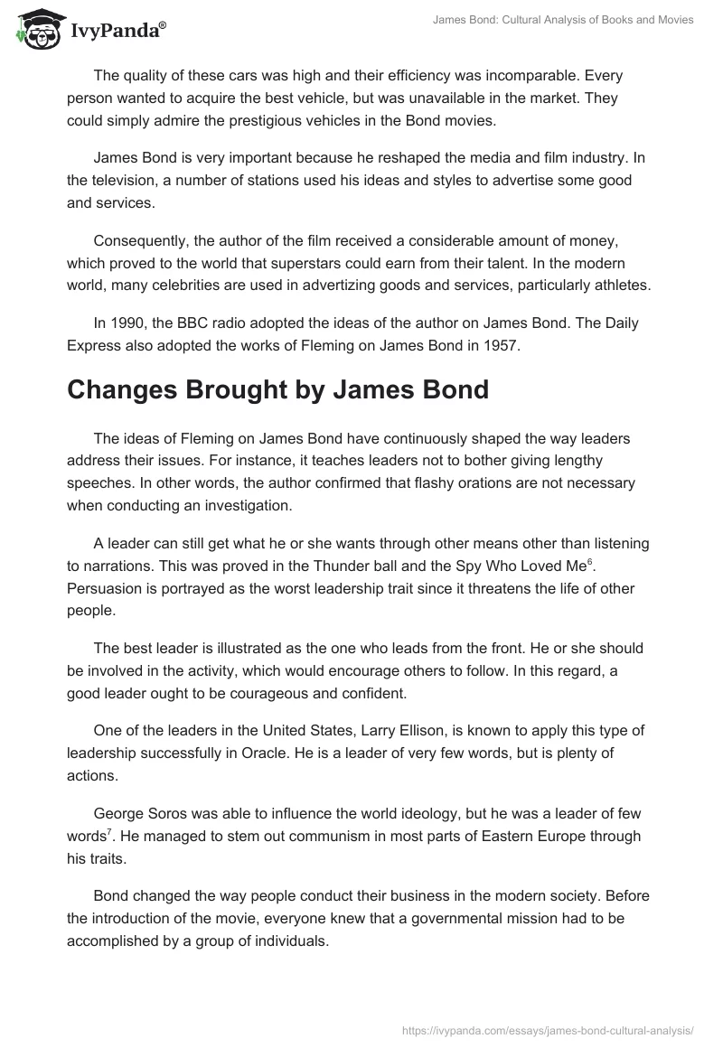 James Bond: Cultural Analysis of Books and Movies. Page 3