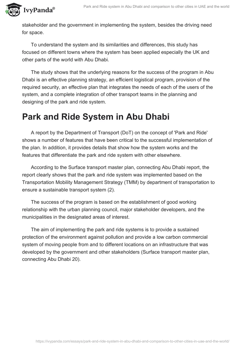 Park and Ride system in Abu Dhabi and comparison to other cities in UAE and the world. Page 3