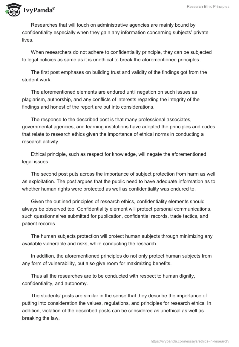 Research Ethic Principles. Page 2