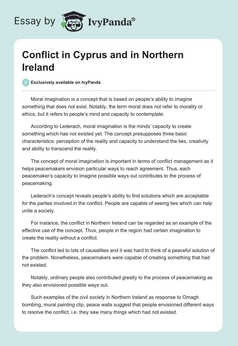 Conflict in Cyprus and in Northern Ireland. Page 1
