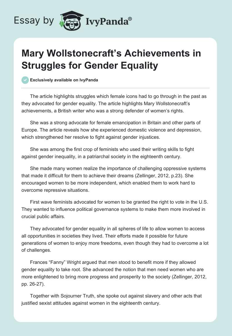 gender equality synthesis essay