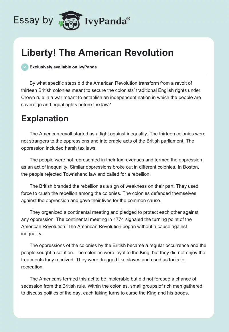 Liberty! The American Revolution. Page 1