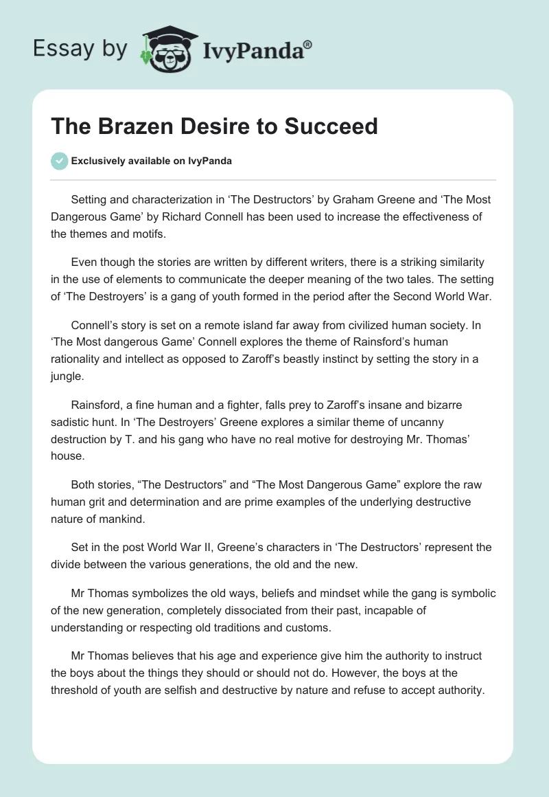 The Brazen Desire to Succeed. Page 1