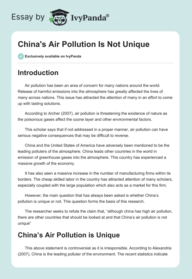 China’s Air Pollution Is Not Unique. Page 1