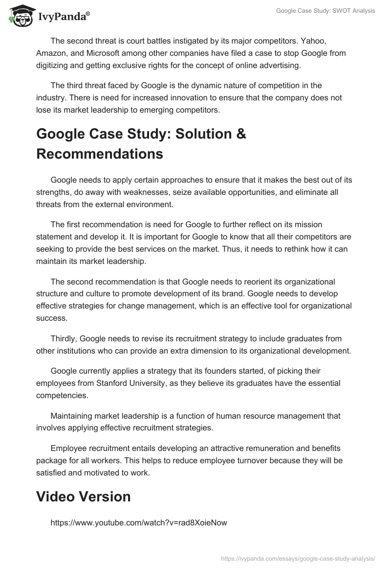 Google Case Study: SWOT Analysis. Page 5