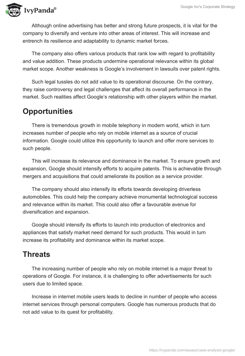 Google Inc's Corporate Strategy. Page 4