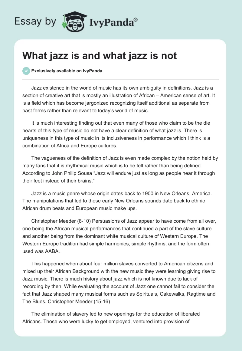 What jazz is and what jazz is not. Page 1