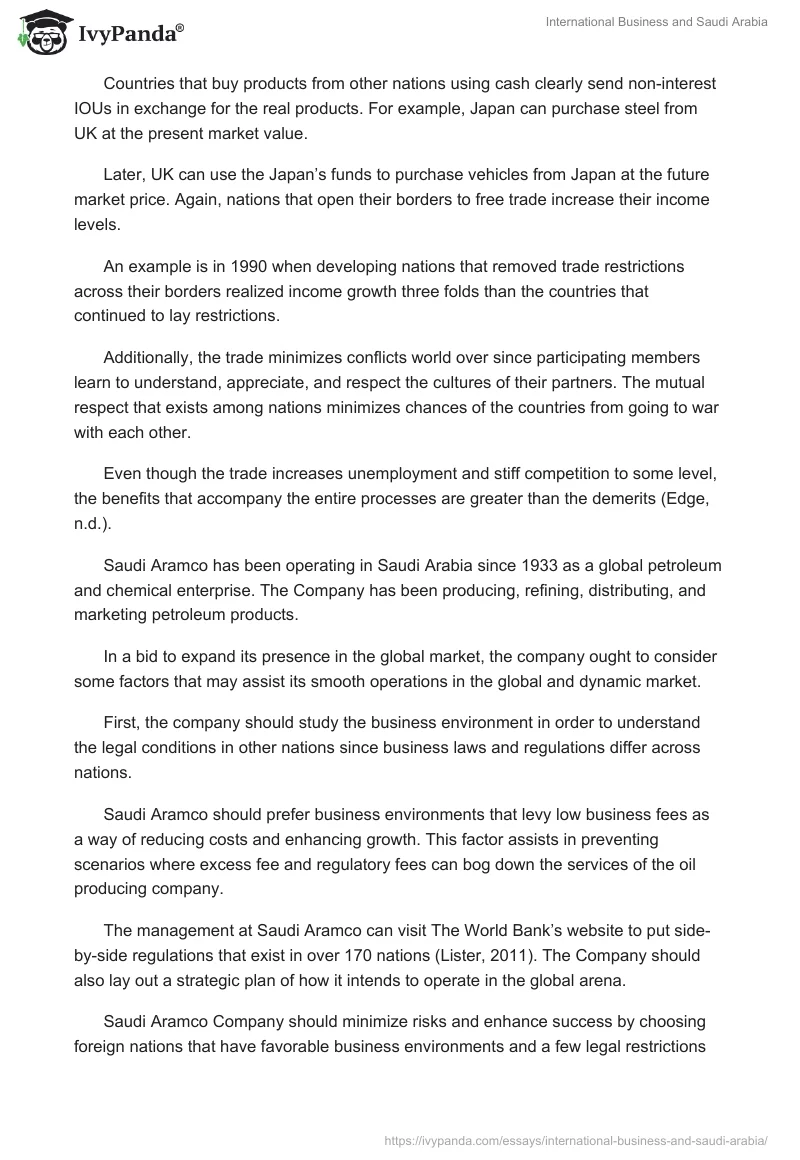 International Business and Saudi Arabia. Page 3