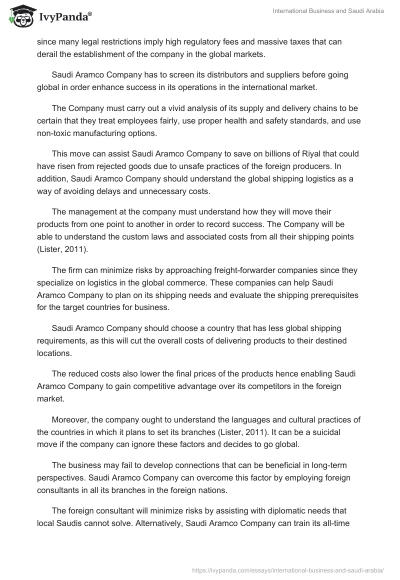 International Business and Saudi Arabia. Page 4