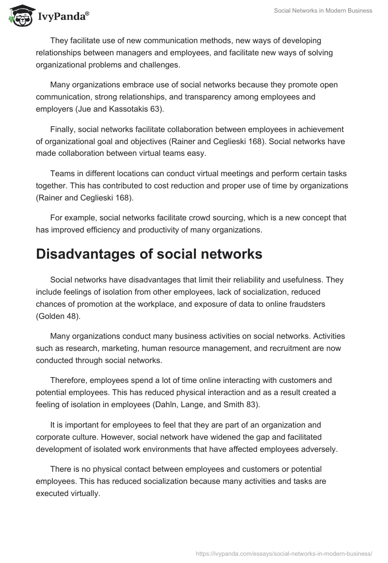 Social Networks in Modern Business. Page 4