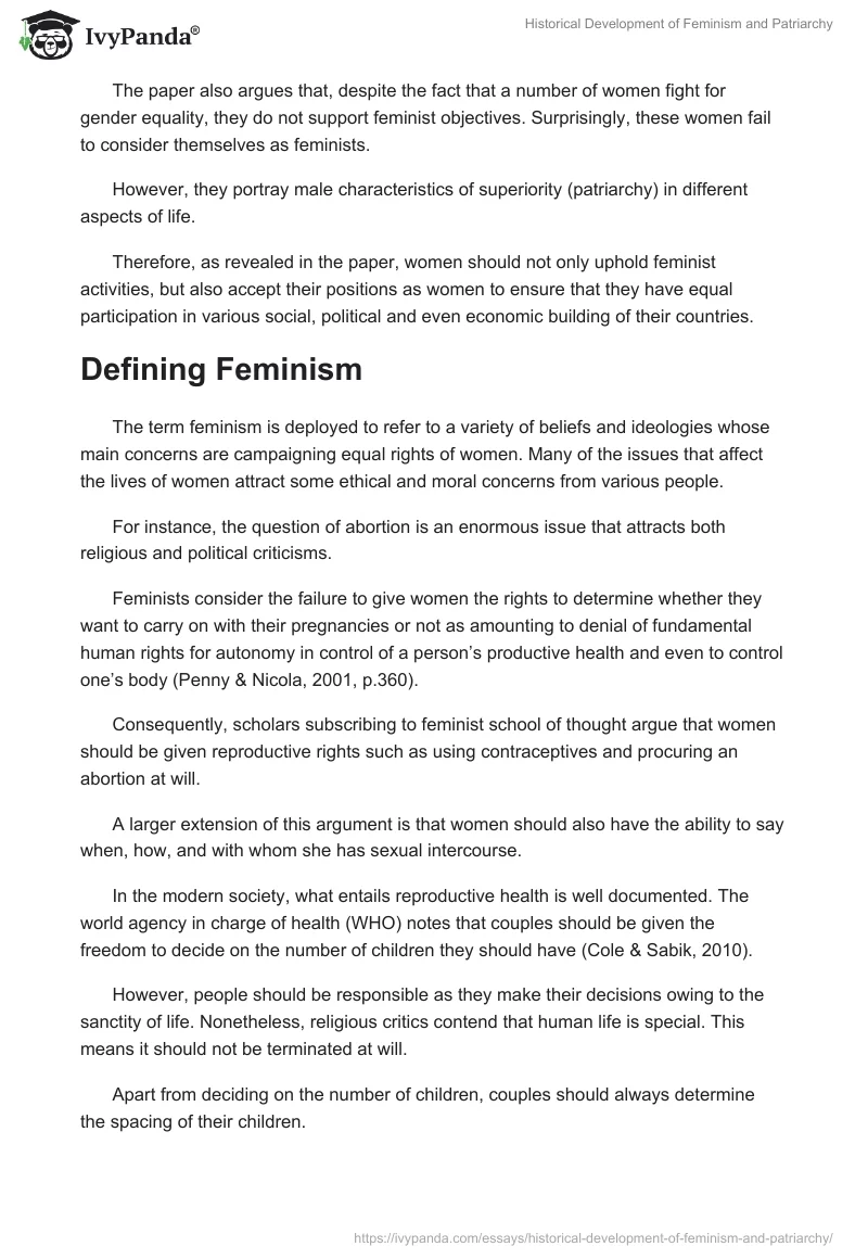 Historical Development of Feminism and Patriarchy. Page 2