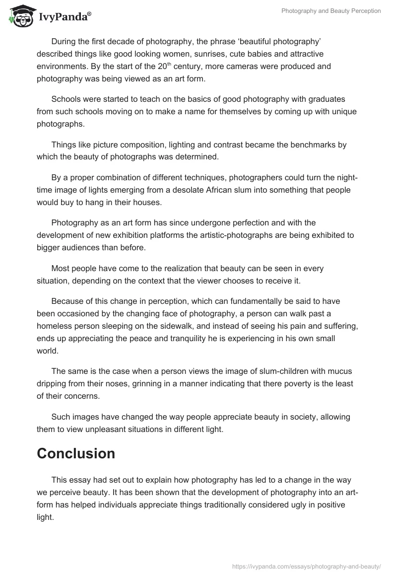 Photography and Beauty Perception. Page 2
