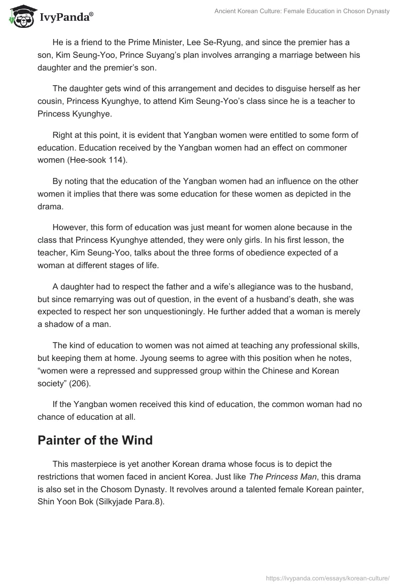 Ancient Korean Culture: Female Education in Choson Dynasty. Page 3
