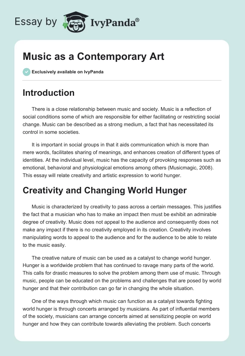 Music as a Contemporary Art. Page 1