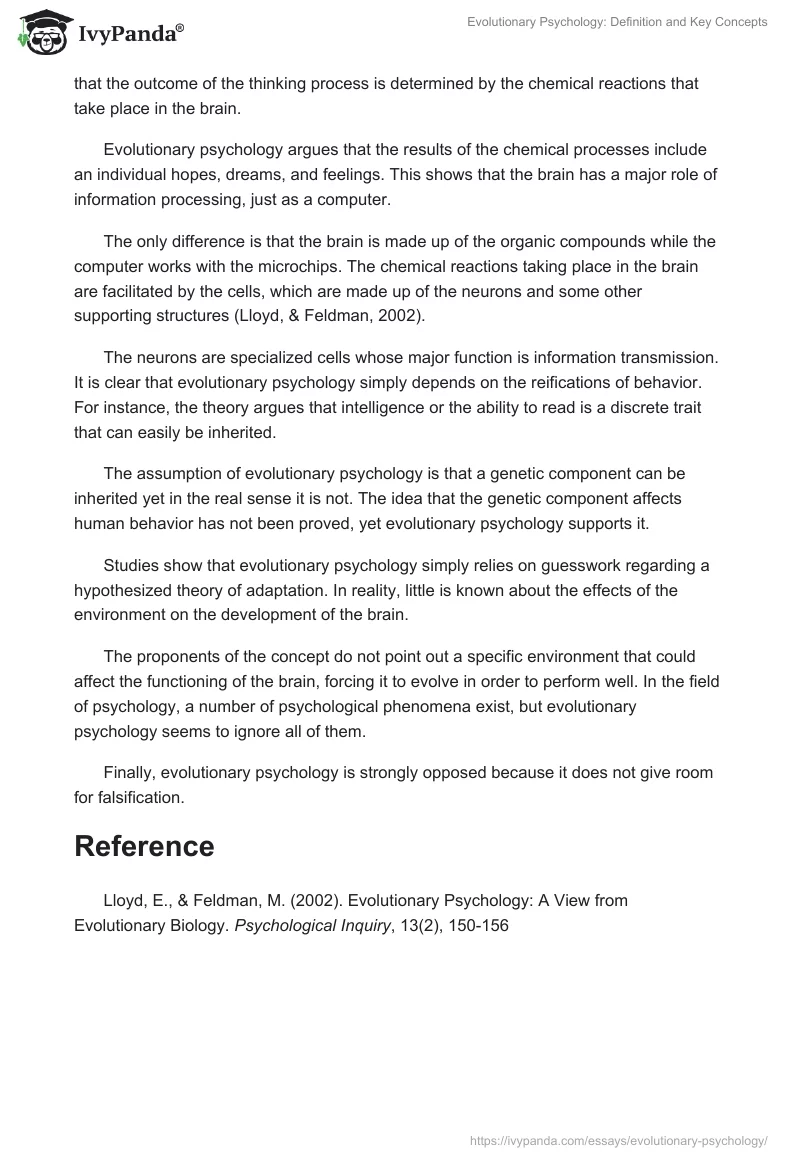Evolutionary Psychology: Definition and Key Concepts. Page 2