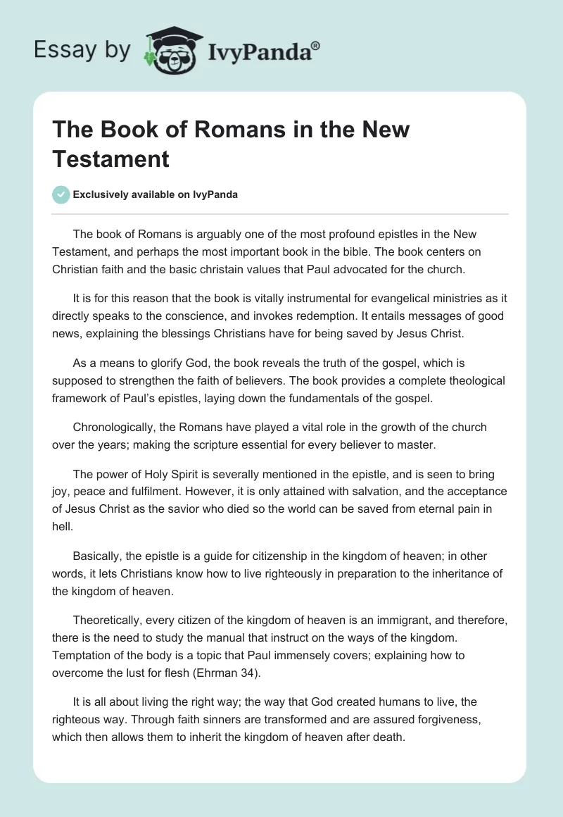 The Book of Romans in the New Testament. Page 1