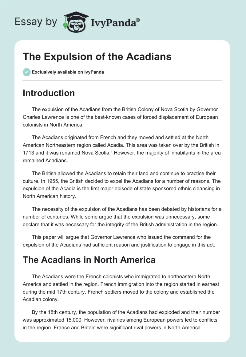 The Expulsion of the Acadians. Page 1